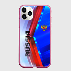 Чехол iPhone 11 Pro матовый RUSSIA SPORT, цвет: 3D-малиновый