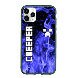 Чехол iPhone 11 Pro матовый MINECRAFT CREEPER, цвет: 3D-темно-зеленый