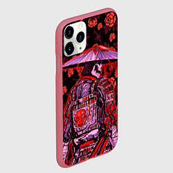Чехол iPhone 11 Pro матовый Самурай в розах, цвет: 3D-малиновый — фото 2