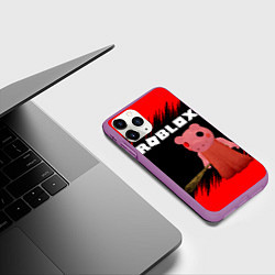 Чехол iPhone 11 Pro матовый Roblox Piggy, цвет: 3D-фиолетовый — фото 2
