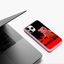 Чехол iPhone 11 Pro матовый Roblox Piggy, цвет: 3D-розовый — фото 2