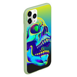 Чехол iPhone 11 Pro матовый Neon skull, цвет: 3D-салатовый — фото 2
