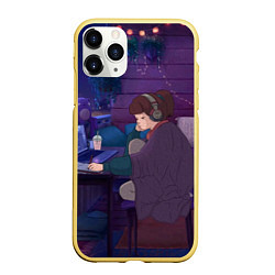 Чехол iPhone 11 Pro матовый ЛЕТО, цвет: 3D-желтый