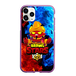 Чехол iPhone 11 Pro матовый BRAWL STARS EVIL GENE ДЖИН, цвет: 3D-фиолетовый