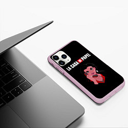 Чехол iPhone 11 Pro матовый БУМАЖНЫЙ ДОМ, цвет: 3D-розовый — фото 2