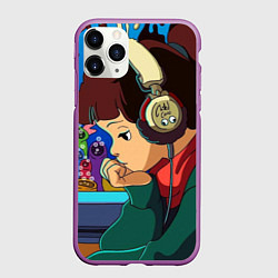 Чехол iPhone 11 Pro матовый ЮТУБ, цвет: 3D-фиолетовый