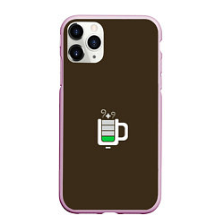Чехол iPhone 11 Pro матовый Батарейка заряд чашка кофе, цвет: 3D-розовый
