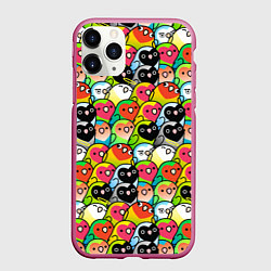 Чехол iPhone 11 Pro матовый Папуги, цвет: 3D-малиновый
