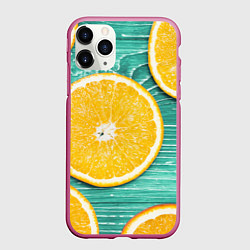 Чехол iPhone 11 Pro матовый Апельсины, цвет: 3D-малиновый