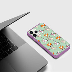 Чехол iPhone 11 Pro матовый Dabbing Animals, цвет: 3D-фиолетовый — фото 2