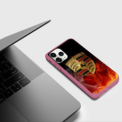 Чехол iPhone 11 Pro матовый PORSCHE ПОРШЕ, цвет: 3D-малиновый — фото 2