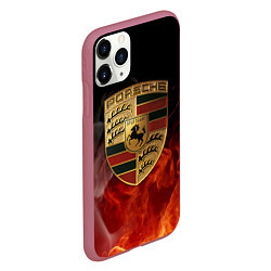 Чехол iPhone 11 Pro матовый PORSCHE ПОРШЕ, цвет: 3D-малиновый — фото 2