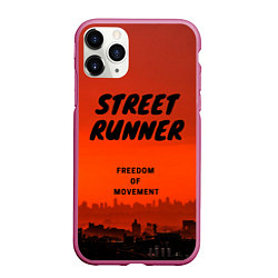 Чехол iPhone 11 Pro матовый Street runner, цвет: 3D-малиновый