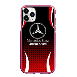 Чехол iPhone 11 Pro матовый Mercedes-Benz, цвет: 3D-малиновый