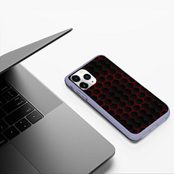 Чехол iPhone 11 Pro матовый 3D black & red, цвет: 3D-светло-сиреневый — фото 2