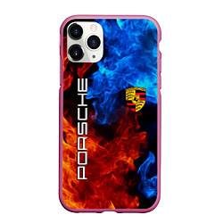 Чехол iPhone 11 Pro матовый PORSCHE, цвет: 3D-малиновый