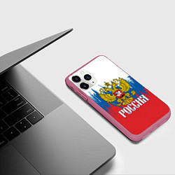 Чехол iPhone 11 Pro матовый РОССИЯ ТРИКОЛОР, цвет: 3D-малиновый — фото 2