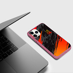 Чехол iPhone 11 Pro матовый Форма для мотокросса FOX, цвет: 3D-малиновый — фото 2