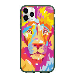 Чехол iPhone 11 Pro матовый Акварельный лев, цвет: 3D-темно-зеленый