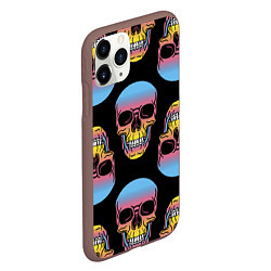 Чехол iPhone 11 Pro матовый Neon skull!, цвет: 3D-коричневый — фото 2