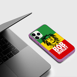 Чехол iPhone 11 Pro матовый Bob Marley, цвет: 3D-фиолетовый — фото 2