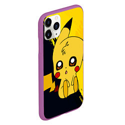 Чехол iPhone 11 Pro матовый ПикачуPikachu, цвет: 3D-фиолетовый — фото 2