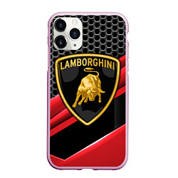 Чехол iPhone 11 Pro матовый Lamborghini, цвет: 3D-розовый