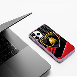 Чехол iPhone 11 Pro матовый Lamborghini, цвет: 3D-сиреневый — фото 2