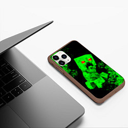 Чехол iPhone 11 Pro матовый MINECRAFT CREEPER, цвет: 3D-коричневый — фото 2