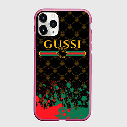 Чехол iPhone 11 Pro матовый GUSSI ГУСИ, цвет: 3D-малиновый