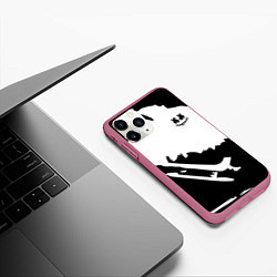 Чехол iPhone 11 Pro матовый Marshmello, цвет: 3D-малиновый — фото 2