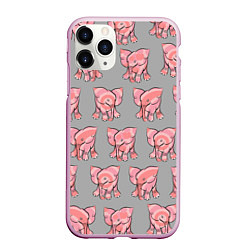 Чехол iPhone 11 Pro матовый РОЗОВЫЕ СЛОНИКИ ПАТТЕРН, цвет: 3D-розовый