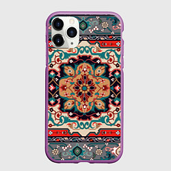 Чехол iPhone 11 Pro матовый Текстура ковра, цвет: 3D-фиолетовый