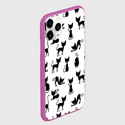 Чехол iPhone 11 Pro матовый КОШКИ ЧЕРНОЕ НА БЕЛОМ, цвет: 3D-фиолетовый — фото 2