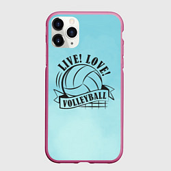 Чехол iPhone 11 Pro матовый LIVE! LOVE! VOLLEYBALL!, цвет: 3D-малиновый