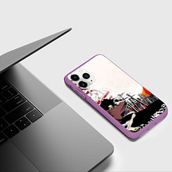 Чехол iPhone 11 Pro матовый Афросамурай аниме, цвет: 3D-фиолетовый — фото 2