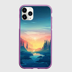 Чехол iPhone 11 Pro матовый Природа, цвет: 3D-фиолетовый
