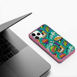 Чехол iPhone 11 Pro матовый Pop art comics, цвет: 3D-малиновый — фото 2