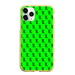 Чехол iPhone 11 Pro матовый Эл паттерн зеленый, цвет: 3D-желтый