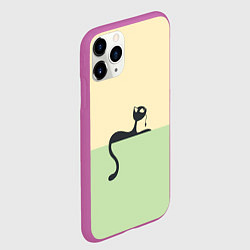 Чехол iPhone 11 Pro матовый Чёрный кот на ярком фоне, цвет: 3D-фиолетовый — фото 2
