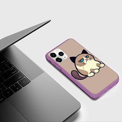 Чехол iPhone 11 Pro матовый Великий Grumpy Cat, цвет: 3D-фиолетовый — фото 2