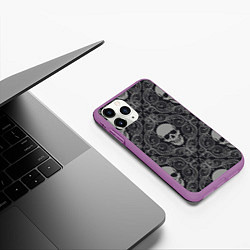 Чехол iPhone 11 Pro матовый Skulls, цвет: 3D-фиолетовый — фото 2