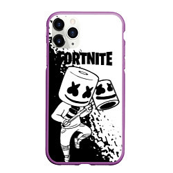 Чехол iPhone 11 Pro матовый FORTNITE MARSHMELLO, цвет: 3D-фиолетовый