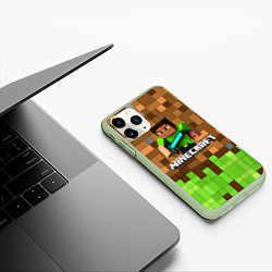 Чехол iPhone 11 Pro матовый Minecraft logo heroes, цвет: 3D-салатовый — фото 2