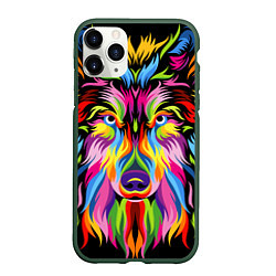 Чехол iPhone 11 Pro матовый Neon wolf, цвет: 3D-темно-зеленый