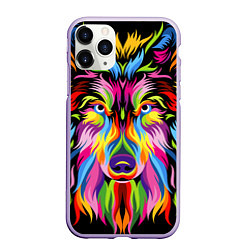 Чехол iPhone 11 Pro матовый Neon wolf, цвет: 3D-светло-сиреневый