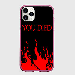 Чехол iPhone 11 Pro матовый YOU DIED, цвет: 3D-малиновый