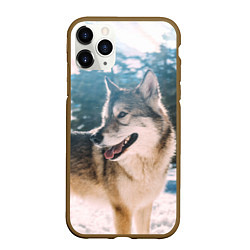 Чехол iPhone 11 Pro матовый Волк и снег