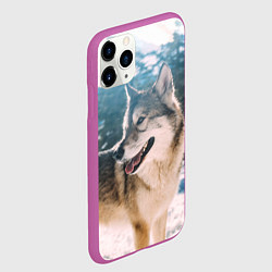 Чехол iPhone 11 Pro матовый Волк и снег, цвет: 3D-фиолетовый — фото 2