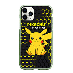 Чехол iPhone 11 Pro матовый Pikachu Pika Pika, цвет: 3D-салатовый